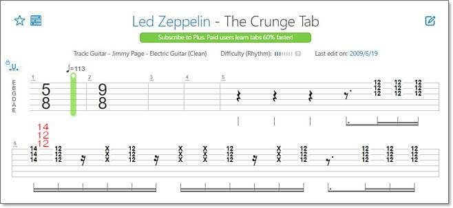 Led Zeppelin The CrungeのTAB譜①多分こっちが正解！