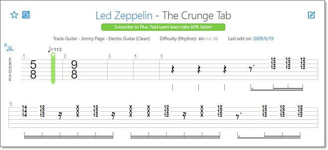 Led Zeppelin The CrungeのTAB譜①