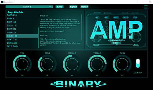 HOTONE BINARY AMPはUSBで接続しエディットすることが出来ます。
